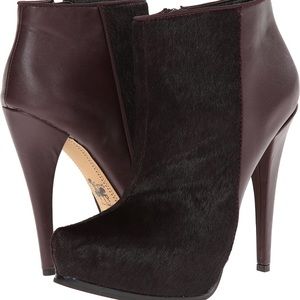 REAL CALF FUR - Jacey bootie in oxblood - Size 6.5